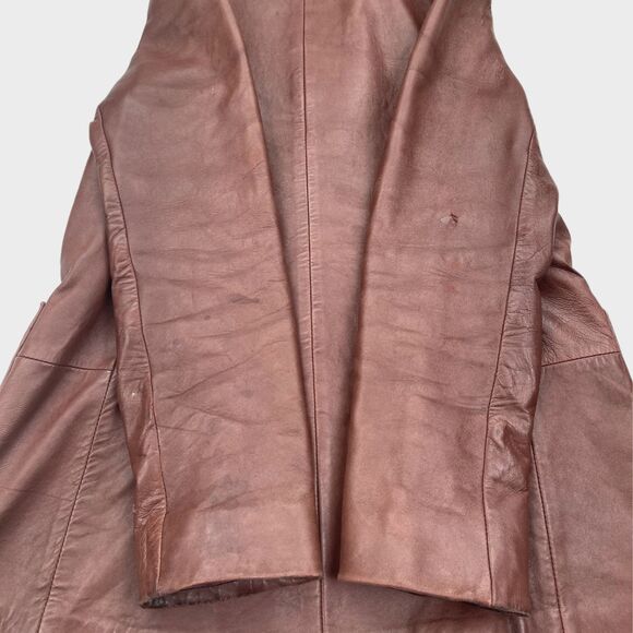 Amen Wardy Vintage Single Breasted Leather Jacket Brown Women's Small/Medium - Picture 12 of 13